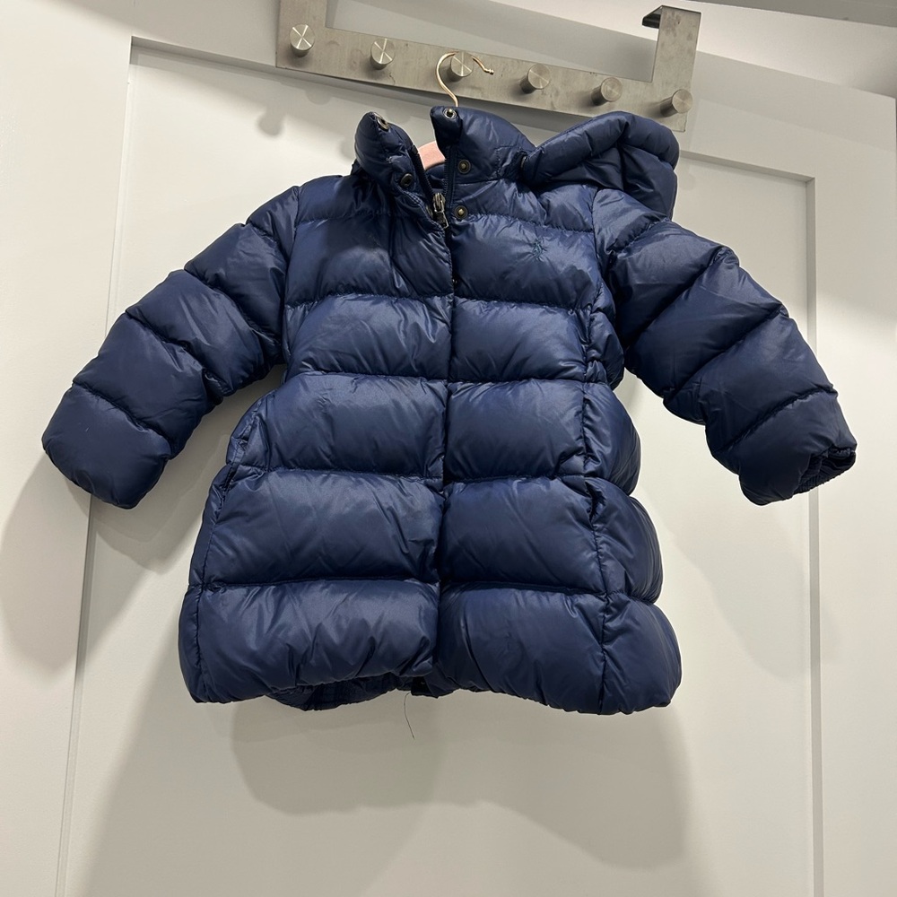 Polo by Ralph Lauren Navy Blue Down Hooded Long Jacket